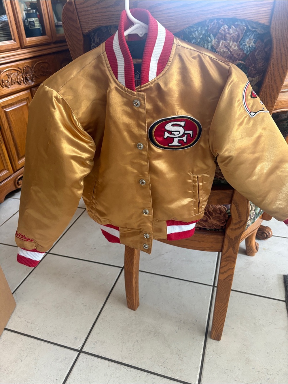 NFL Kids Gold and Red San Francisco 49ers Satin Jacket